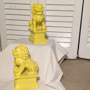 Yellow Foo Dog Statues